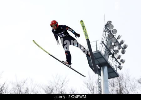 Markus Eisenbichler (TSV Siegsdorf) in der Qualifikation zum FIS-Weltcup 2022 Skifliegen Oberstdorf Stock Photo