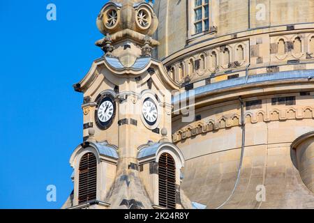 Dresden, Germany - September 23, 2020 : 18th century barogue Church of the Virgin Mary (Dresden Frauenkirche), Lutheran temple situated on Neumarkt in Stock Photo