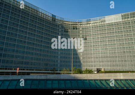 BRUSSELS, BELGIUM - AUGUST 21, 2013: Modern architecture, the Berlaymont, an office building which houses the headquarters of the European Commission, Stock Photo