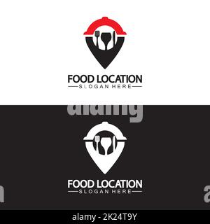 Food Location Logo Design Template Stock Vector