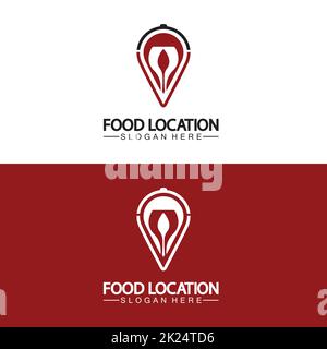 Food Location Logo Design Template Stock Vector