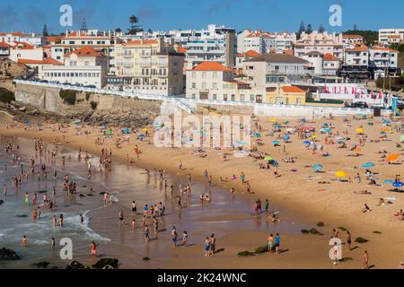 Colares, Portugal - July, 04, 2021: Praia das Macas (Apple Beach) in Colares, Portugal, on a summer day. Stock Photo