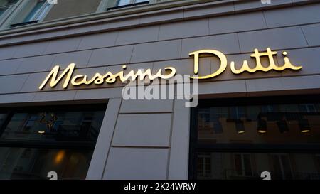 Baden-Baden, Germany - December 29, 2021: Massimo Dutti store. Massimo Dutti is a Italian clothes manufacturing company, part of the Inditex group. Stock Photo