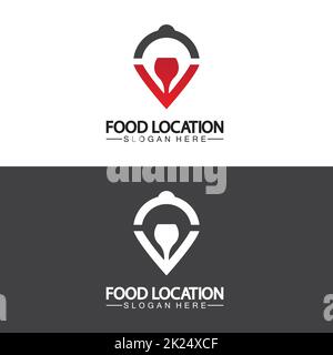 Food Location Logo Design Template Stock Vector