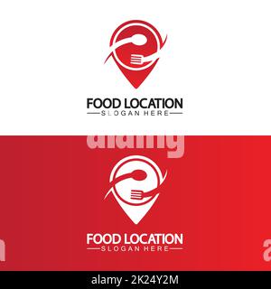 Food Location Logo Design Template Stock Vector