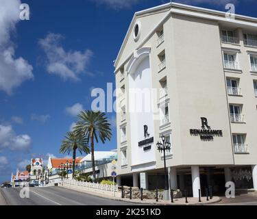 ORANJESTAD, ARUBA - DECEMBER 20, 2020: Renaissance Mall and Wind