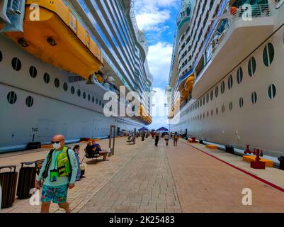 Cozumel, Mexico - May 04, 2022: Symphony of the seas is the biggest cruise ship, docked in Cozumel, Mexico Stock Photo