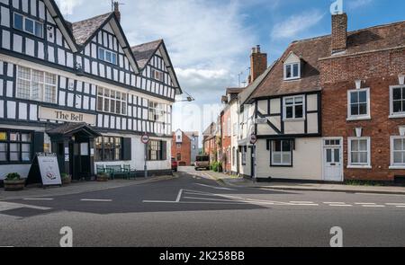 Tewkesbury, UK, May 2022 - Street view of ancient buildings in the market town of Tewkesbury in Gloucestershire, England, UK Stock Photo