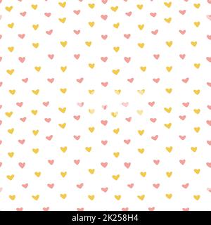 Tiny yellow and pink hearts seamless pattern. Stock Vector