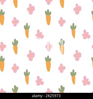 Cartoon baby style carrots seamless pattern. Transparent. Stock Vector