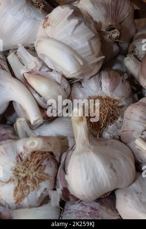 A closer look at some garlic cloves Stock Photo