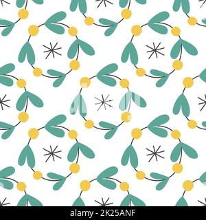 Christmas wreath with snowflake seamless pattern. Stock Vector