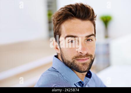 Im serious about a secure future. Portrait of a man in his home. Stock Photo
