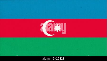 Flag of Azerbaijan on fabric surface. Azerbaijani national flag on background Stock Photo