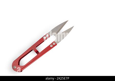 Comfortable sewing scissors isolated on a white background. Stock Photo