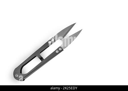Comfortable sewing scissors isolated on a white background. Stock Photo