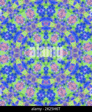 Hand Painted Watercolor Background With Kaleidoscope Filter Stock Photo