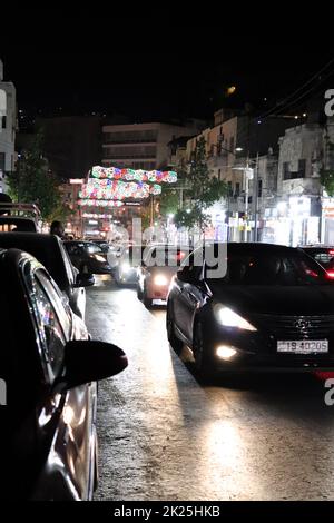 Jordan - Amman downtown streets at night (cars, arabic city) Stock Photo