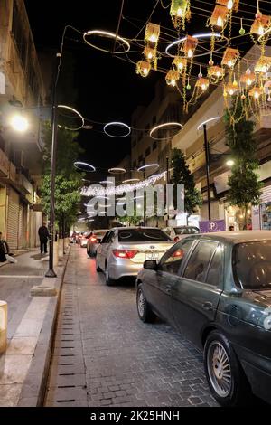 Jordan - Amman downtown streets at night (cars, arabic city) Stock Photo