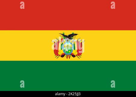 Bolivia flag background illustration red yellow green coat of arms Stock Photo