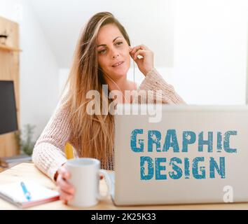 Hand writing sign Graphic Design. Conceptual photo art or skill of combining text and pictures in advertisements Abstract Watching Online Movies, Viewing New Internet Videos Stock Photo