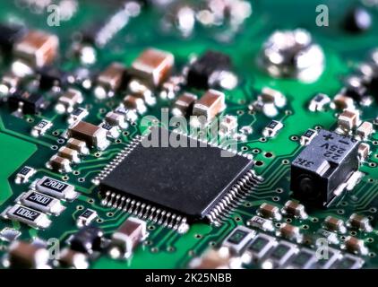 Processor chip on computer mainboard Stock Photo