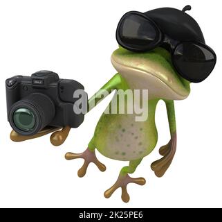 Fun french frog - 3D Illustration Stock Photo