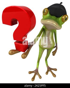 Fun french frog - 3D Illustration Stock Photo