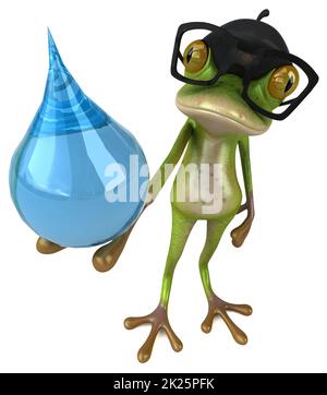 Fun french frog - 3D Illustration Stock Photo