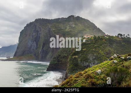 Madeira view from the crane viewpoint on the Guindaste mirador Stock Photo