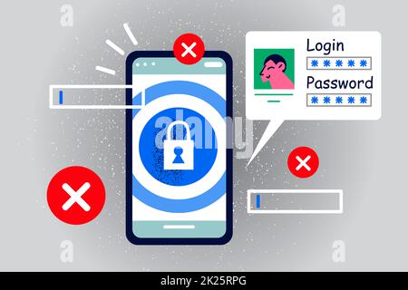 Smartphone log in and password on screen Stock Photo
