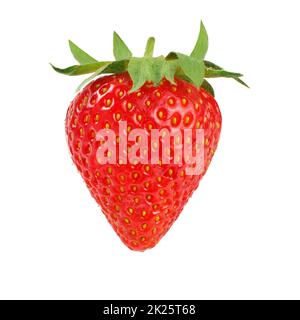 Strawberry with leaves isolated on white background. Stock Photo