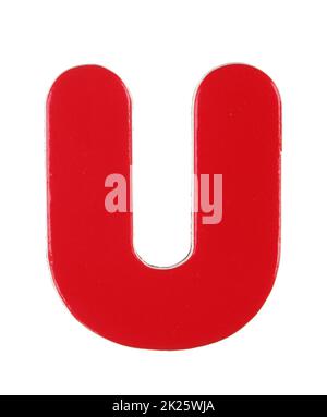 lower case u magnetic letter on white with clipping path Stock Photo