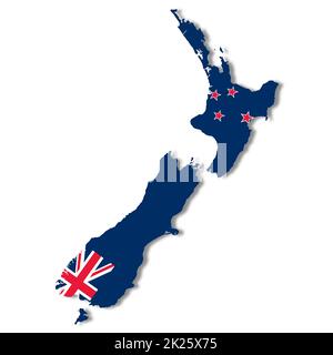 New Zealand map on white background with clipping path 3d illustration Stock Photo