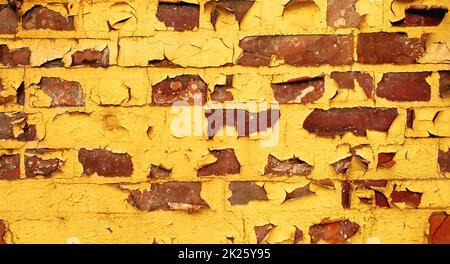 old yellow brick wall Stock Photo