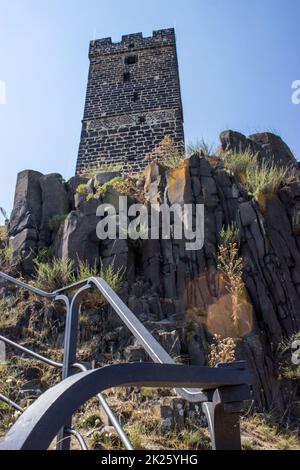 Ruines of hazmburk castle, view on the white tower Stock Photo