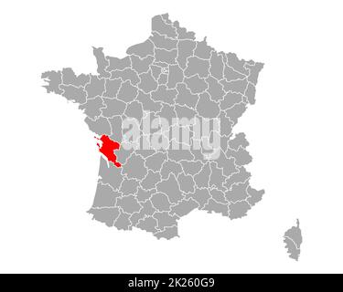 Map of Charente-Maritime in France Stock Photo