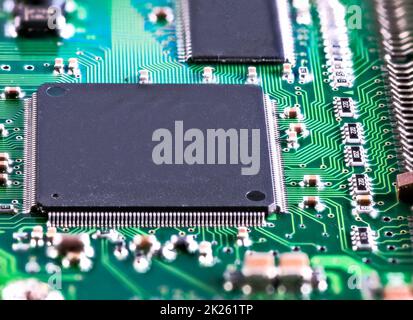 Processor chip on computer mainboard Stock Photo