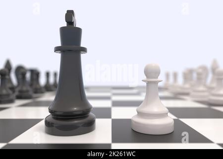 Two chess pieces on a chessboard 3D illustration Stock Photo
