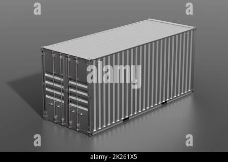 Metallic ship cargo container side view 20 feet length Stock Photo