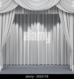 Red stage curtains. Luxury red velvet drapes Stock Photo