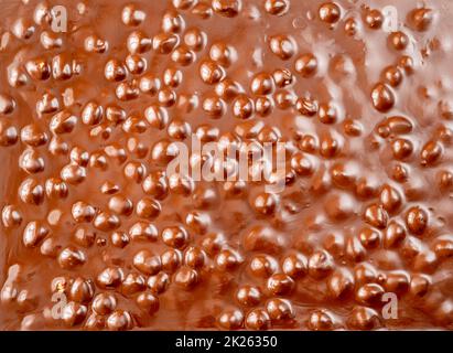 Huge chocolate bar with whole huzelnuts Stock Photo