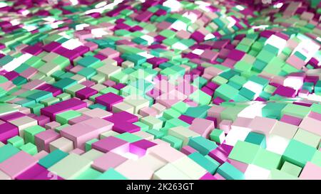 Random colored cubes with glow Stock Photo