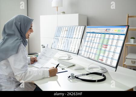 Medical Bill Codes And Spreadsheet Data Stock Photo