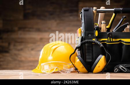 Various Manual Tools And Hardware In Toolbox Stock Photo