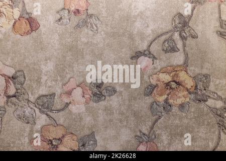 retro tapestry background texture with floral ornament Stock Photo