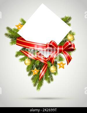 Christmas gift card with ribbon Stock Photo