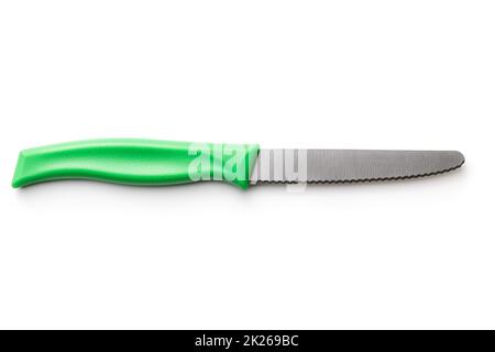 Green plastic kitchen knife Stock Photo