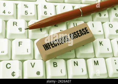 Text showing inspiration Infectious Disease. Concept meaning caused by pathogenic microorganism, such as viruses, and more Downloading Online Files And Data, Uploading Programming Codes Stock Photo