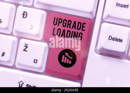 Hand writing sign Upgrade Loading. Business concept advancement of applications to more improved tools Abstract Presenting Ethical Hacker, Typing Creative Notes And Ideas Stock Photo
